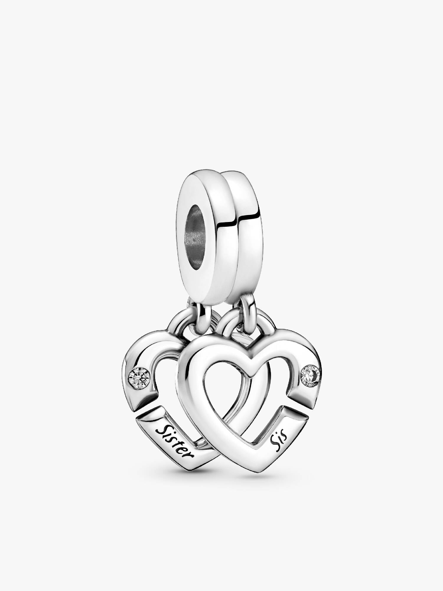 Linked Sister Hearts Split Dangle Charm