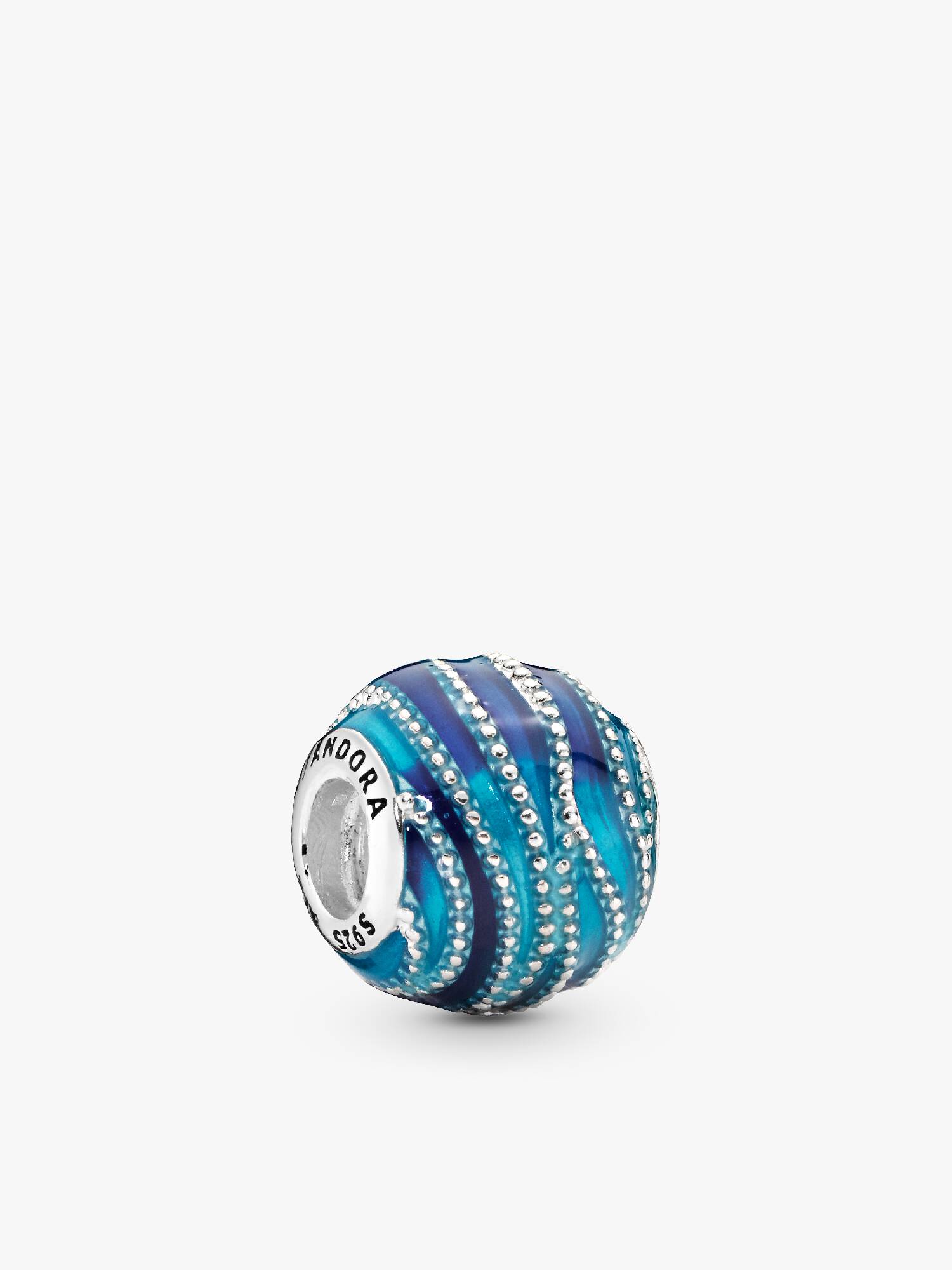 Water silver charm with mixed blue enamel colours