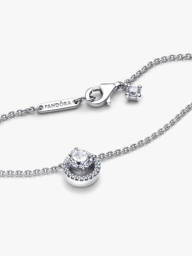 Sparkling Round Halo Pendant Collier Necklace
