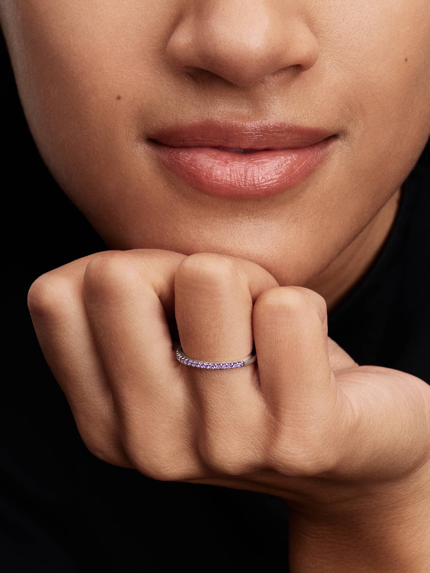 Sparkling Purple Half-Eternity Band Ring 