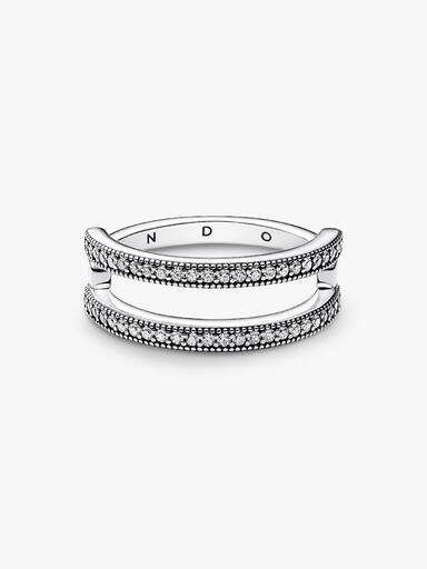 Pandora Signature Logo & Pavé Double Band Ring