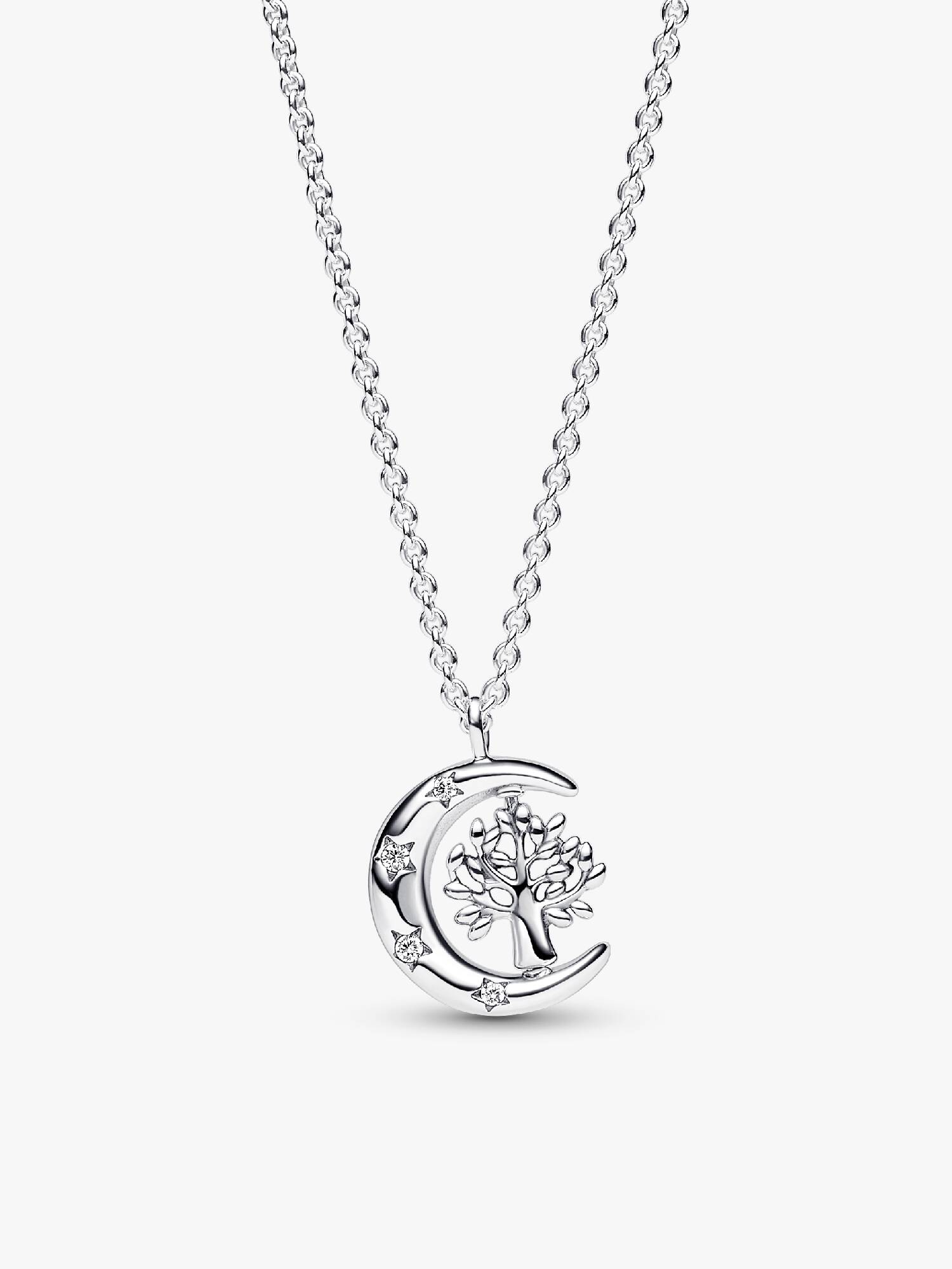 Moon & Spinning Tree Pendant Necklace