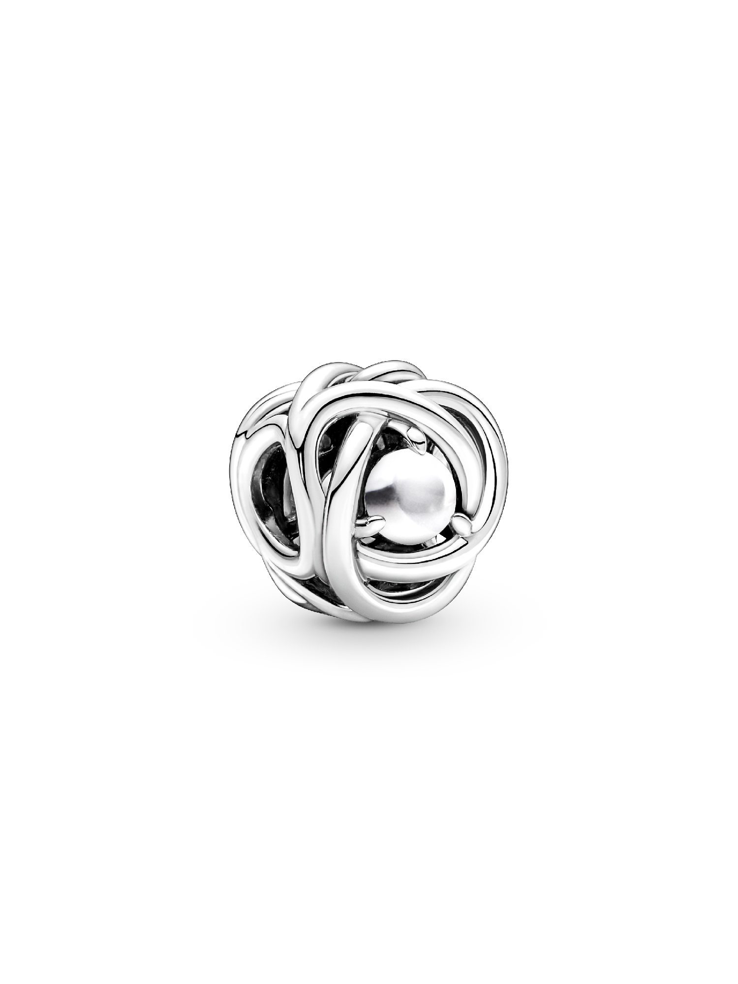 Sterling silver charm with white bioresin man-made mother of pearl