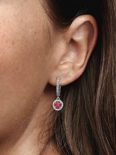 Red Round Sparkling Hoop Earrings