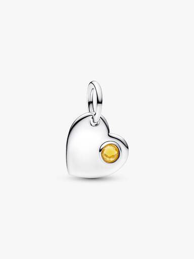 Engravable Heart Honey Stone Dangle Charm