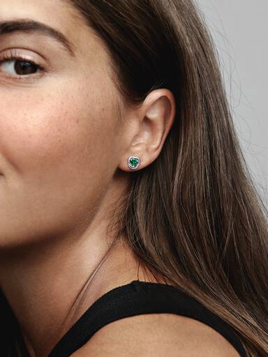 Green Eternity Circle Stud Earrings