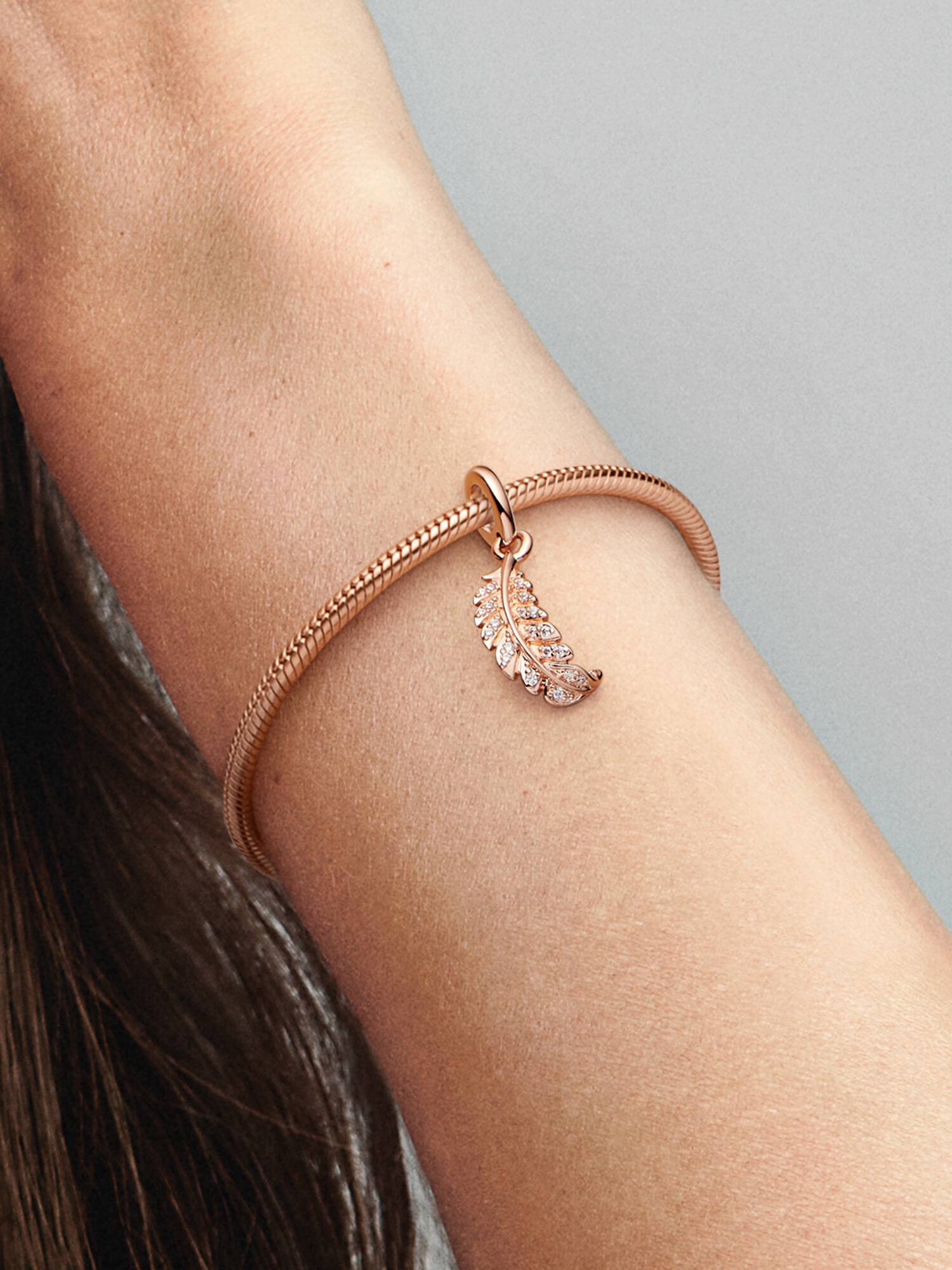Floating Curved Feather Dangle Charm
