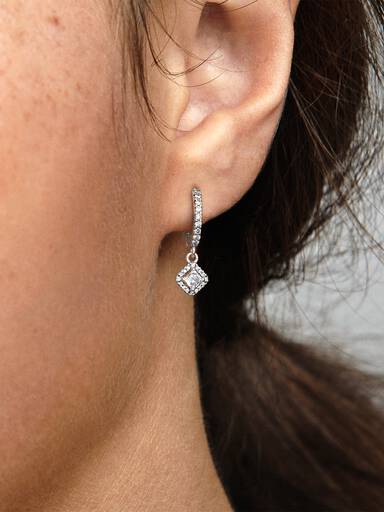 Square Sparkle Hoop Earrings
