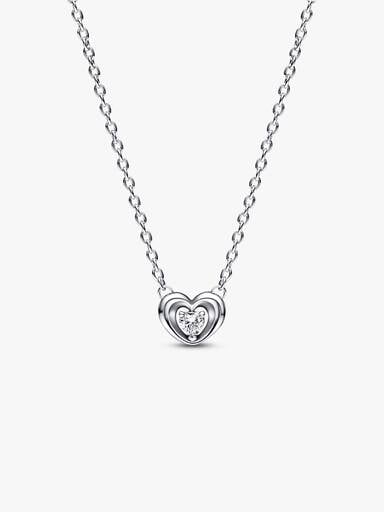 Radiant Heart & Floating Stone Pendant Collier Necklace