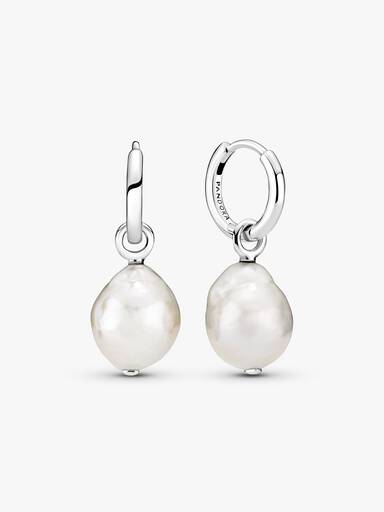Treated Freshwater Cultured Baroque Pearl Hoop Earrings