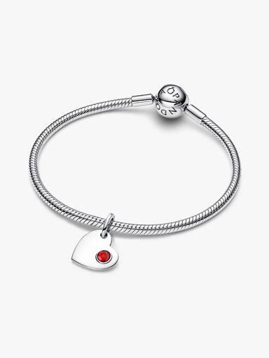 Engravable Heart Red Stone Dangle Charm