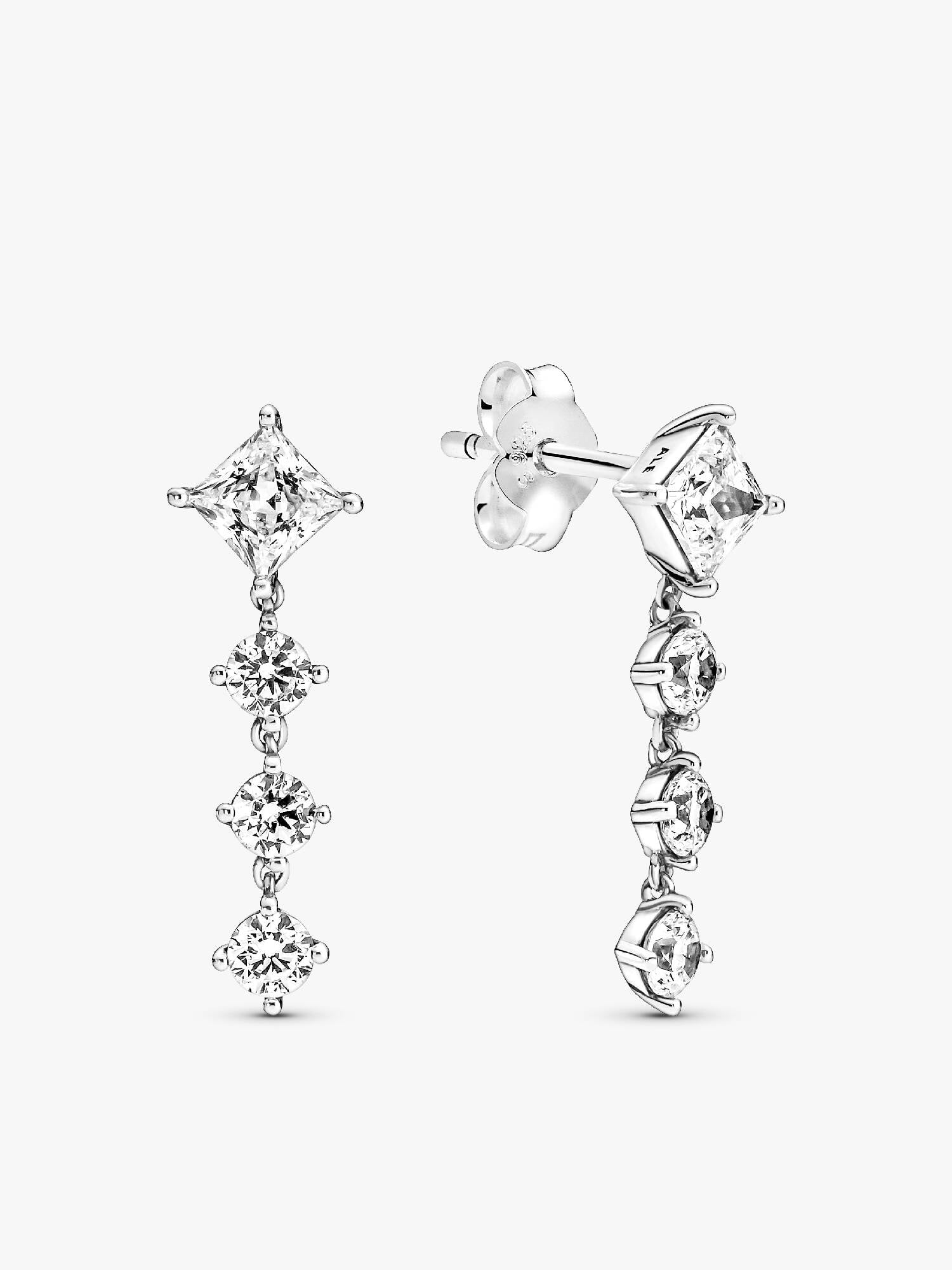 Sparkling Round & Square Drop Earrings