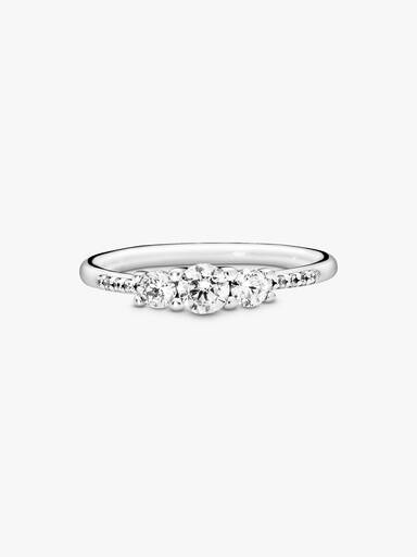 Silver ring with clear cubic zirconia