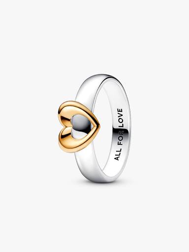 Radiant Two-tone Sliding Heart Ring