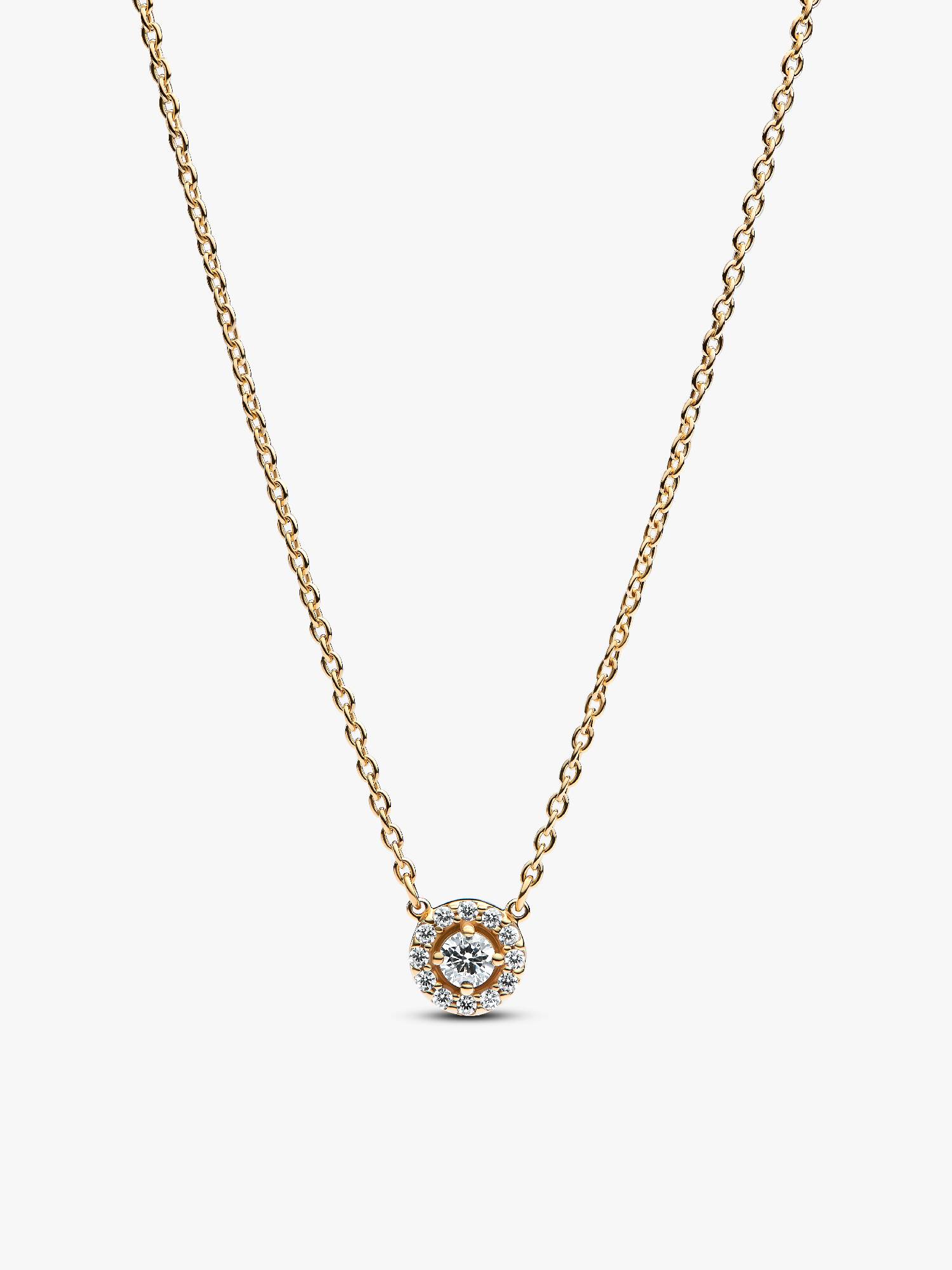 Round Pavé Halo Pendant Necklace