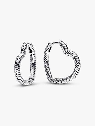 Pandora Moments Heart Charm Hoop Earrings