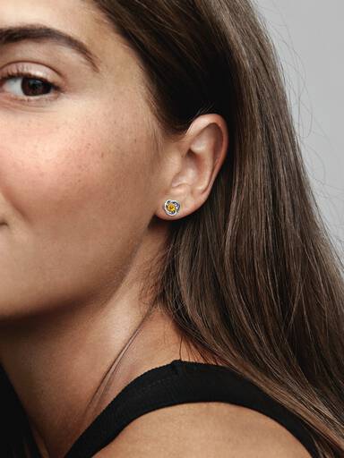 Honey Eternity Circle Stud Earrings