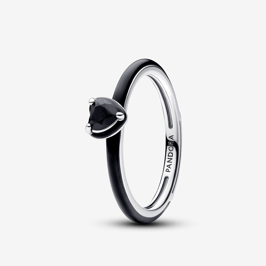 خاتمٌ على شكل قلب "شاكرا" أسود اللّون من Pandora ME image number 0