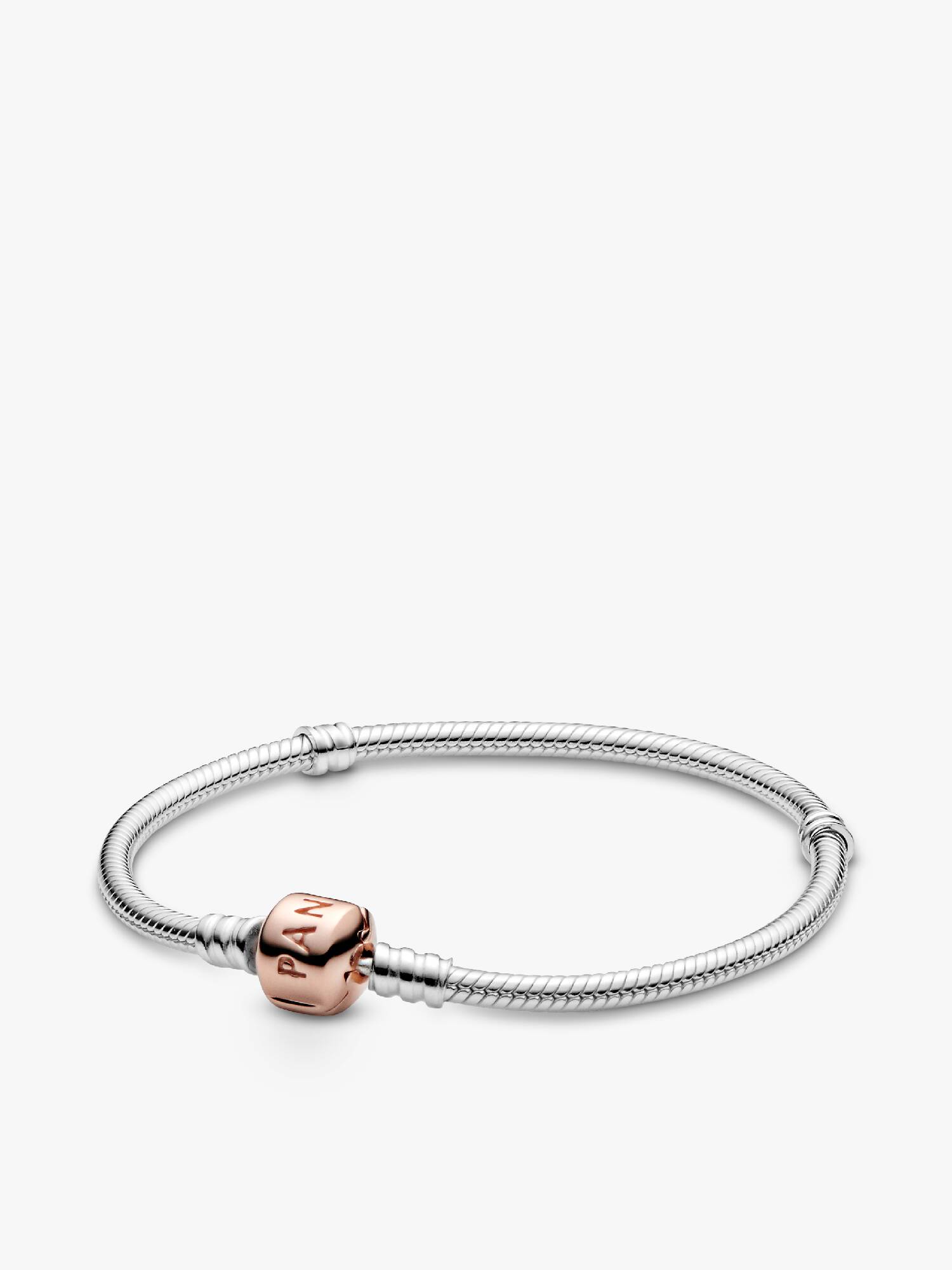 Silver bracelet with Pandora Rose clasp