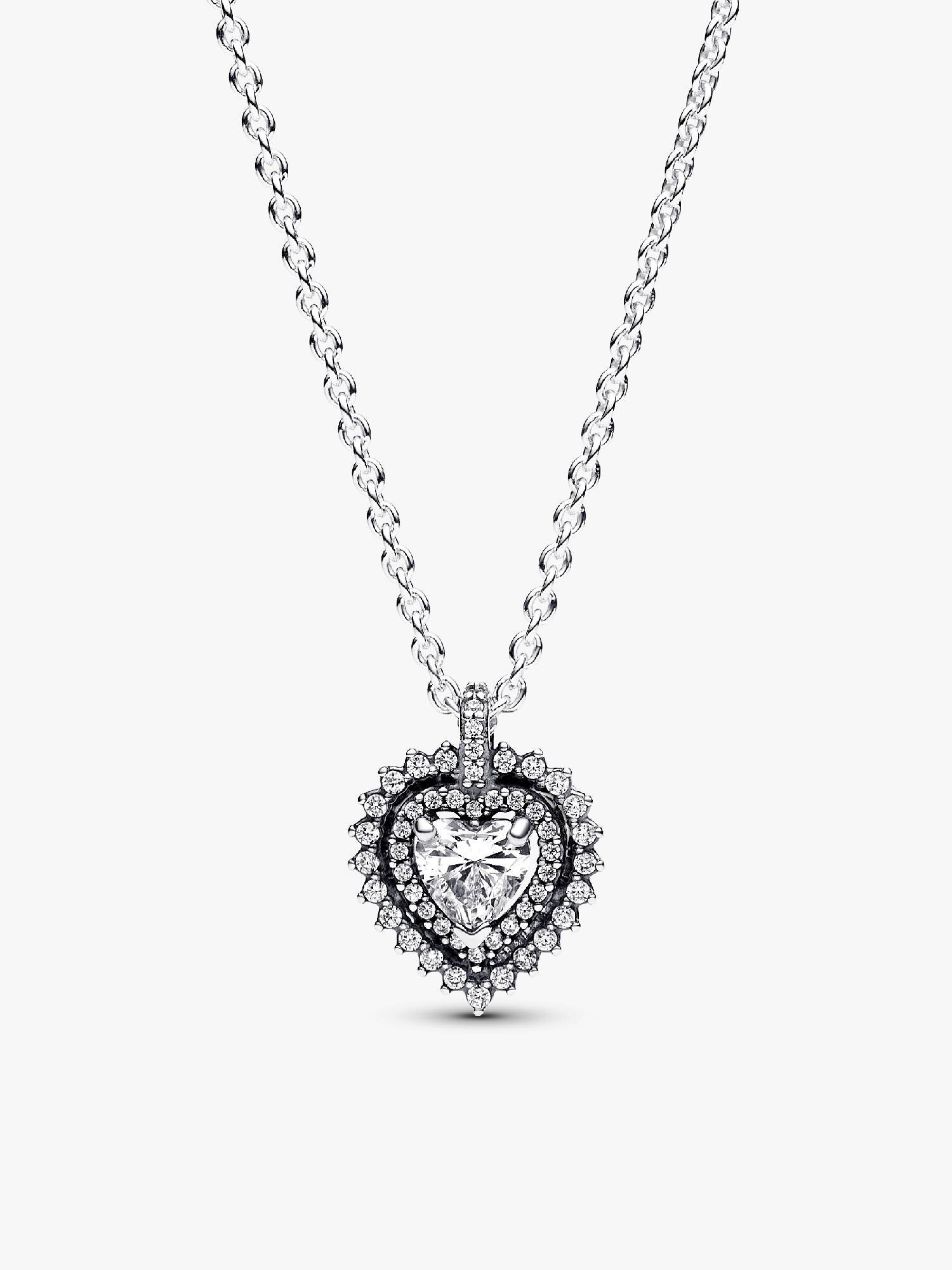 Sparkling Heart Halo Pendant Necklace