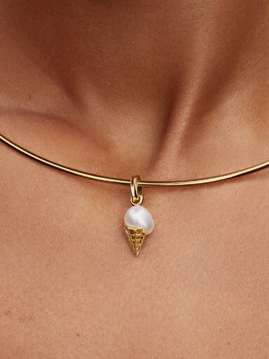 Treated Freshwater Cultured Baroque Pearl Ice Cream Dangle Charm