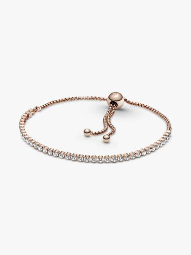 14k Rose gold-plated bracelet with clear cubic zirconia