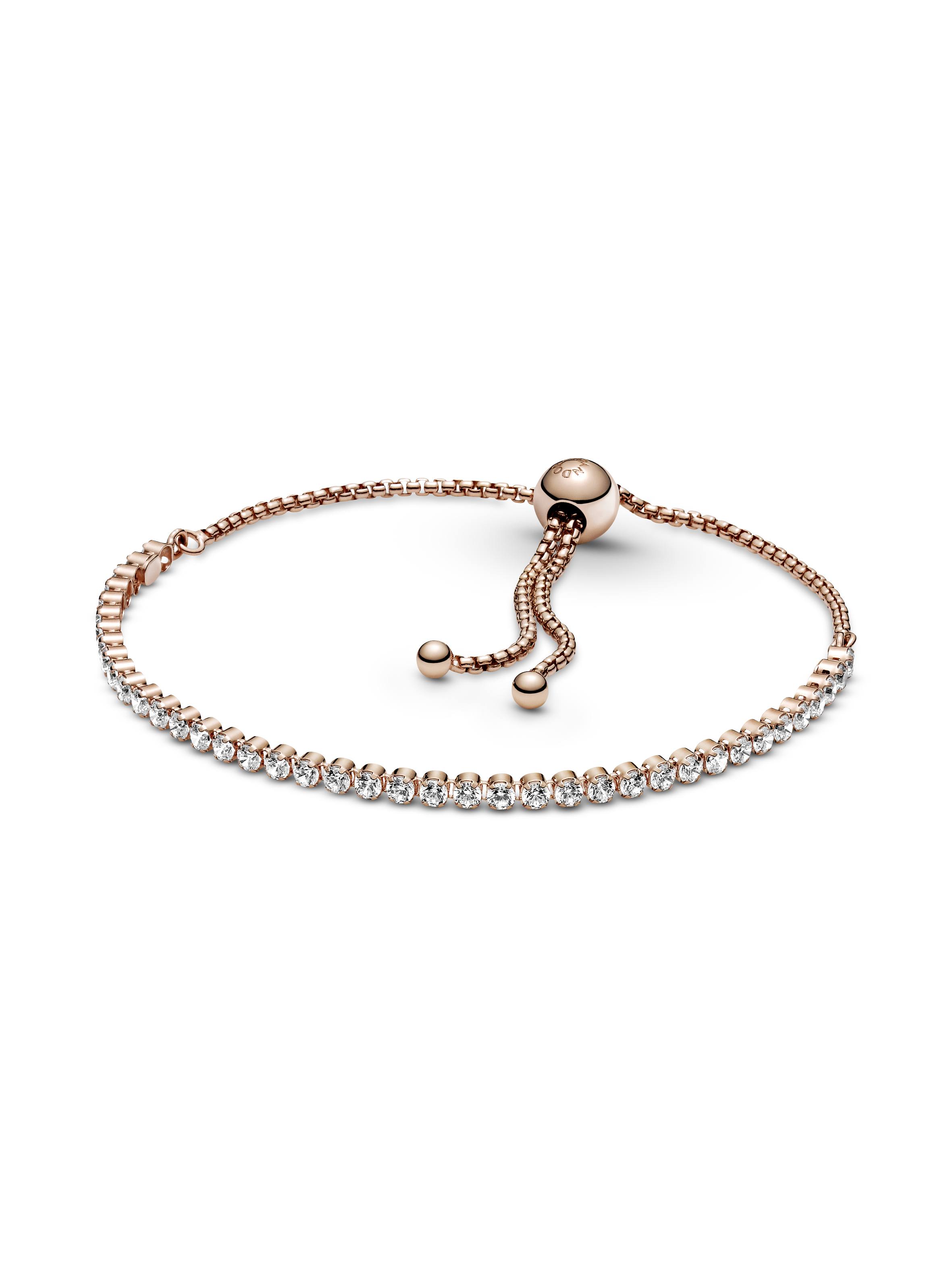 14k Rose gold-plated bracelet with clear cubic zirconia
