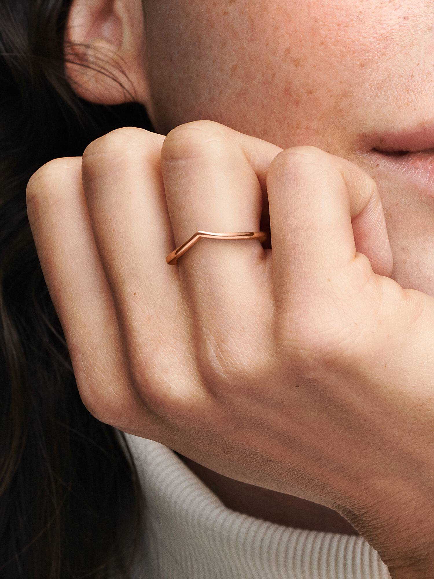 Wishbone 14k rose gold-plated ring