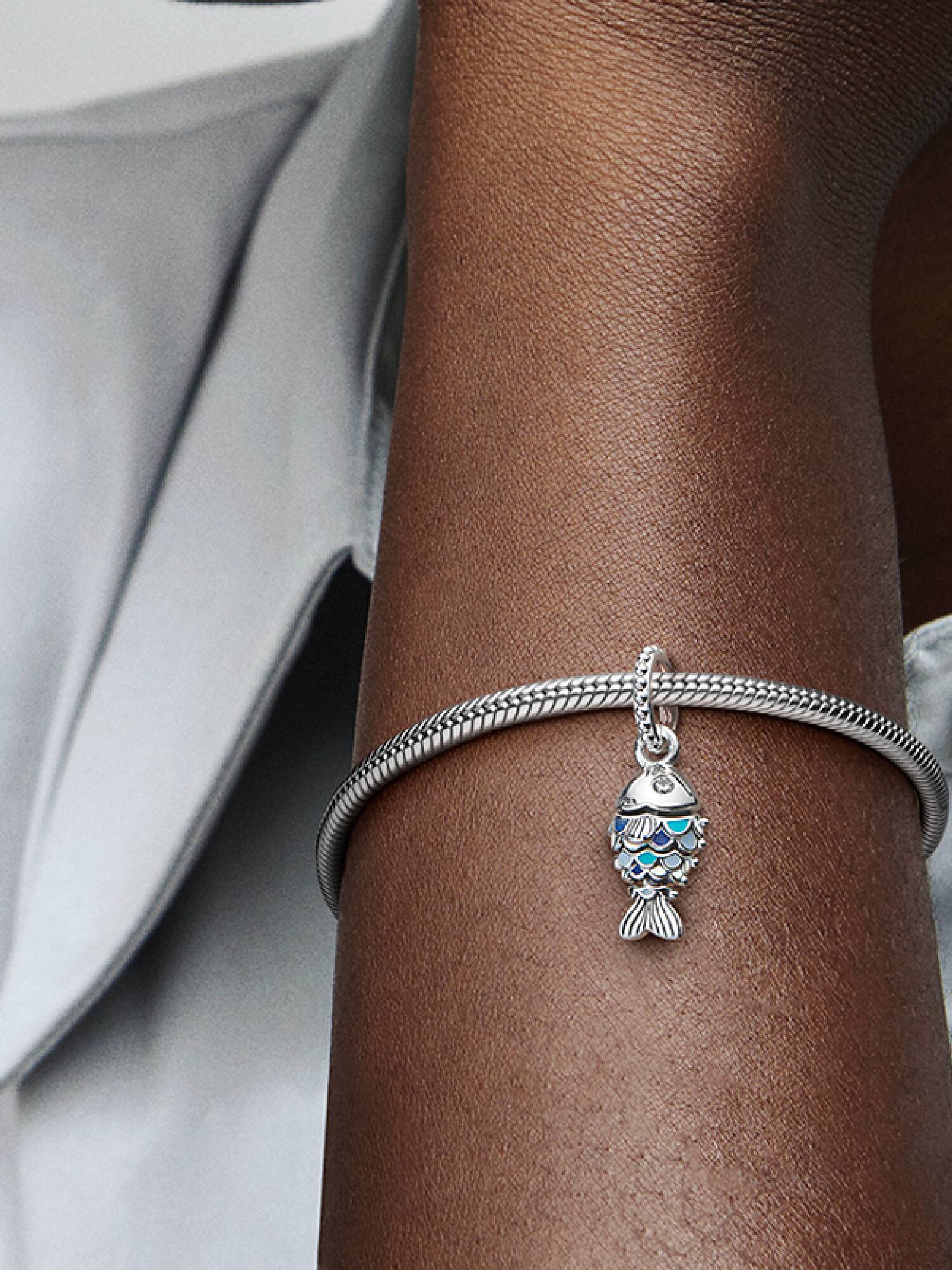 Blue Scaled Fish Dangle Charm
