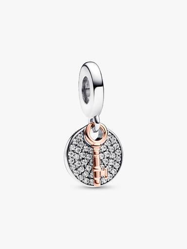 Two-tone Key to Happiness Double Dangle Charm