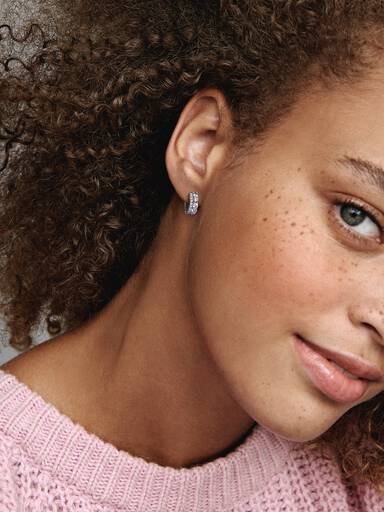 Double Band Pavé Hoop Earrings