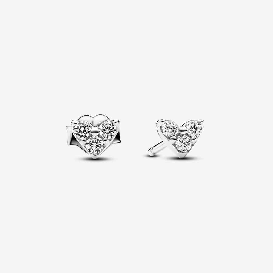 Triple Stone Heart Stud Earrings image number 0