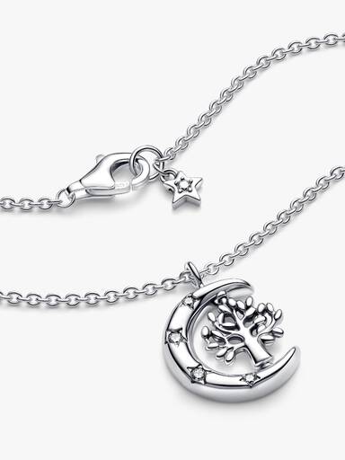 Moon & Spinning Tree Pendant Necklace