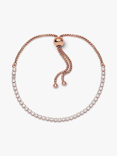 14k Rose gold-plated bracelet with clear cubic zirconia
