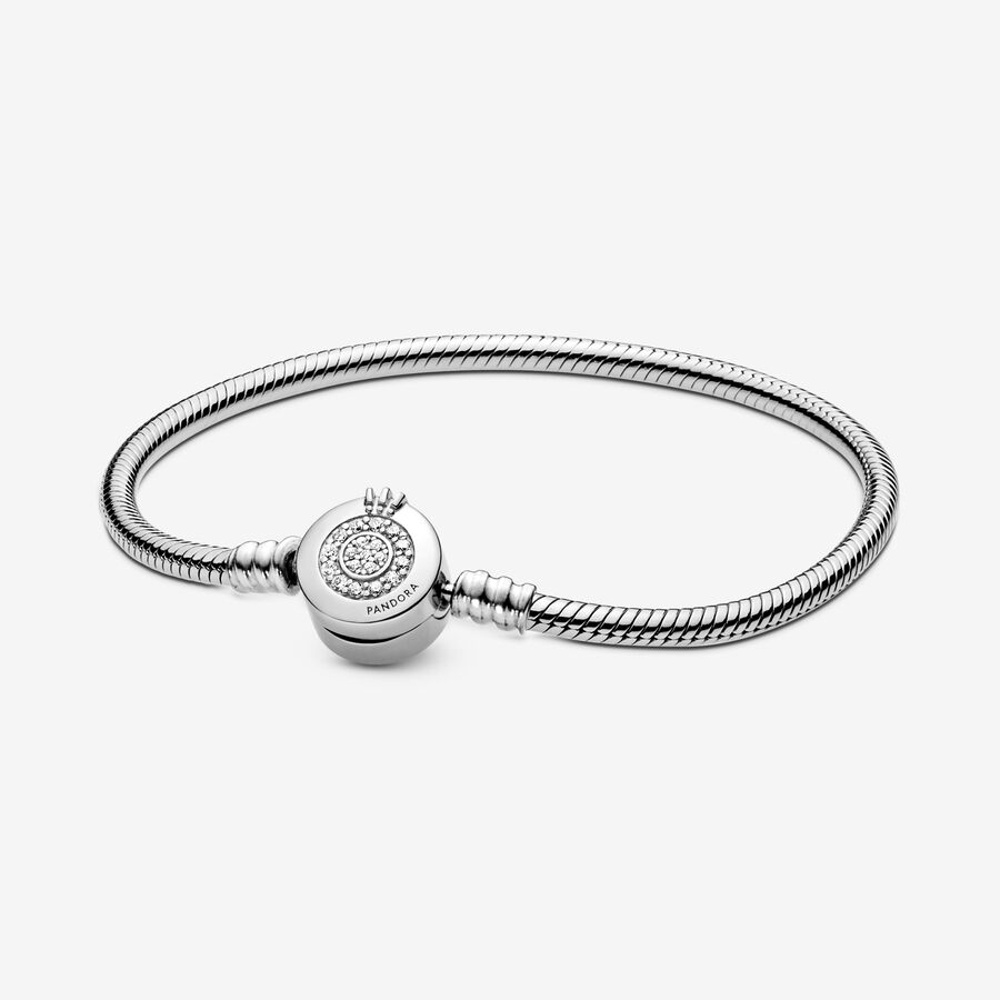 Pandora Moments Sparkling Crown O Snake Chain Bracelet image number 0