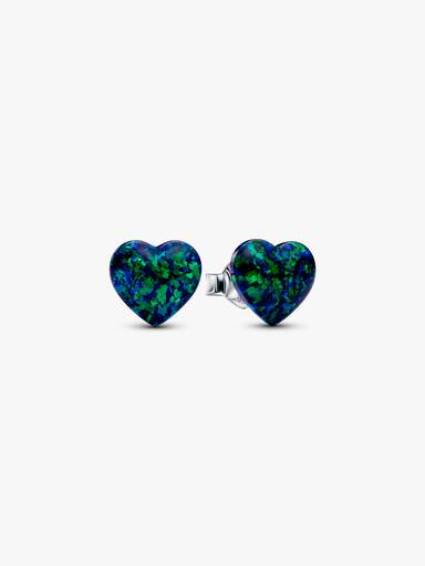 Opalescent Green Heart Stud Earrings