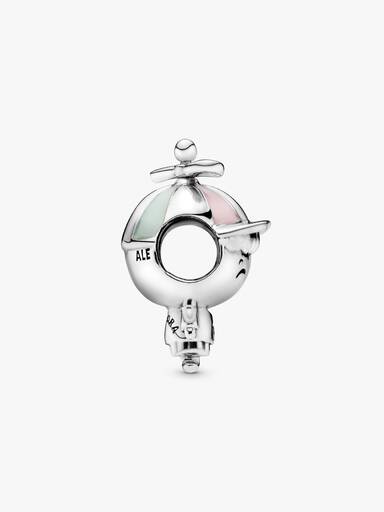 Boy silver charm with pink and green enamel