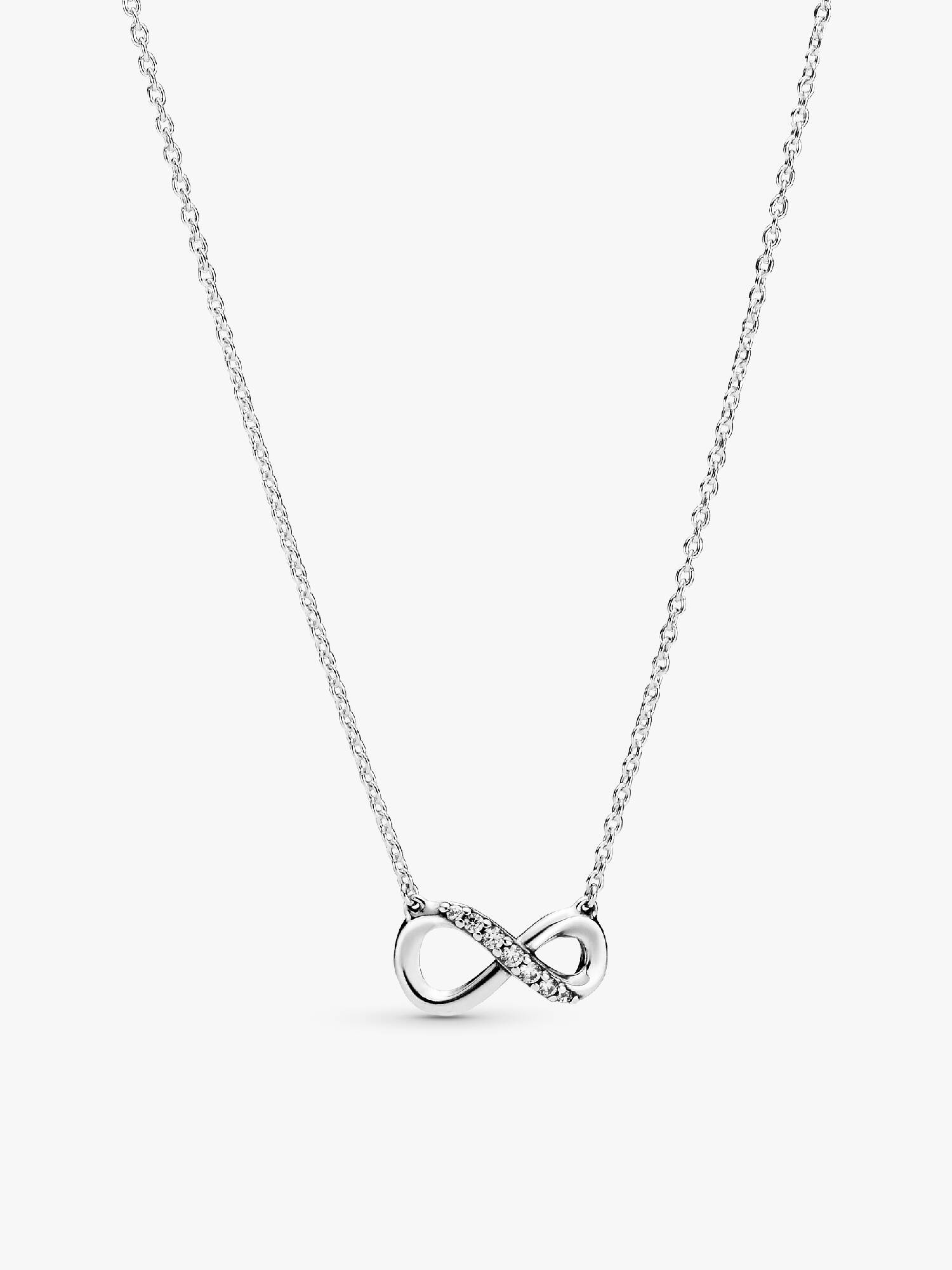 Infinity sterling silver collier with clear cubic zirconia