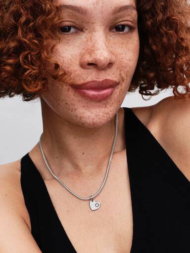 April Engravable Heart Clear Stone Dangle Charm
