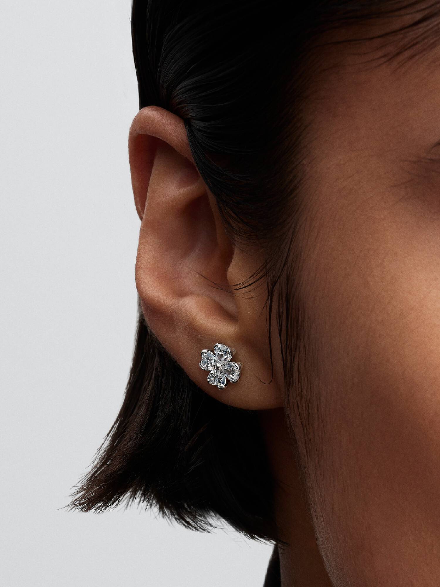 Sparkling Lucky Clover Stud Earrings