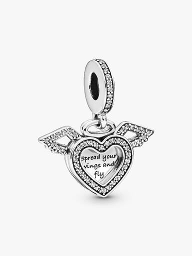 Heart & Angel Wings Dangle Charm