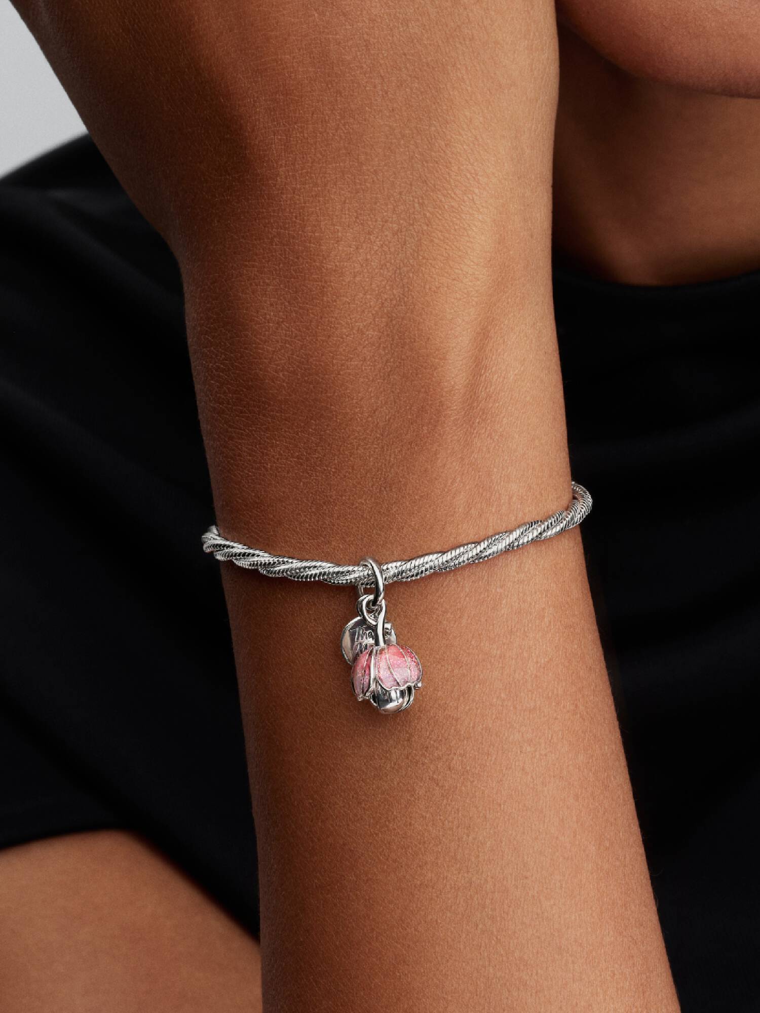 Two-Tone Blooming Flower Dangle Charm  