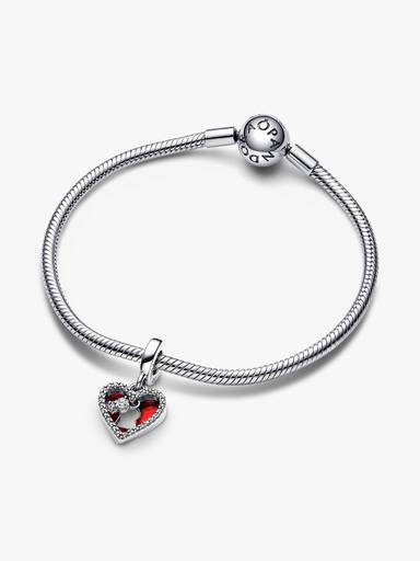 Red Heart & Keyhole Double Dangle Charm
