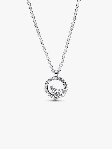 Sparkling Herbarium Circle & Cluster Pendant Necklace