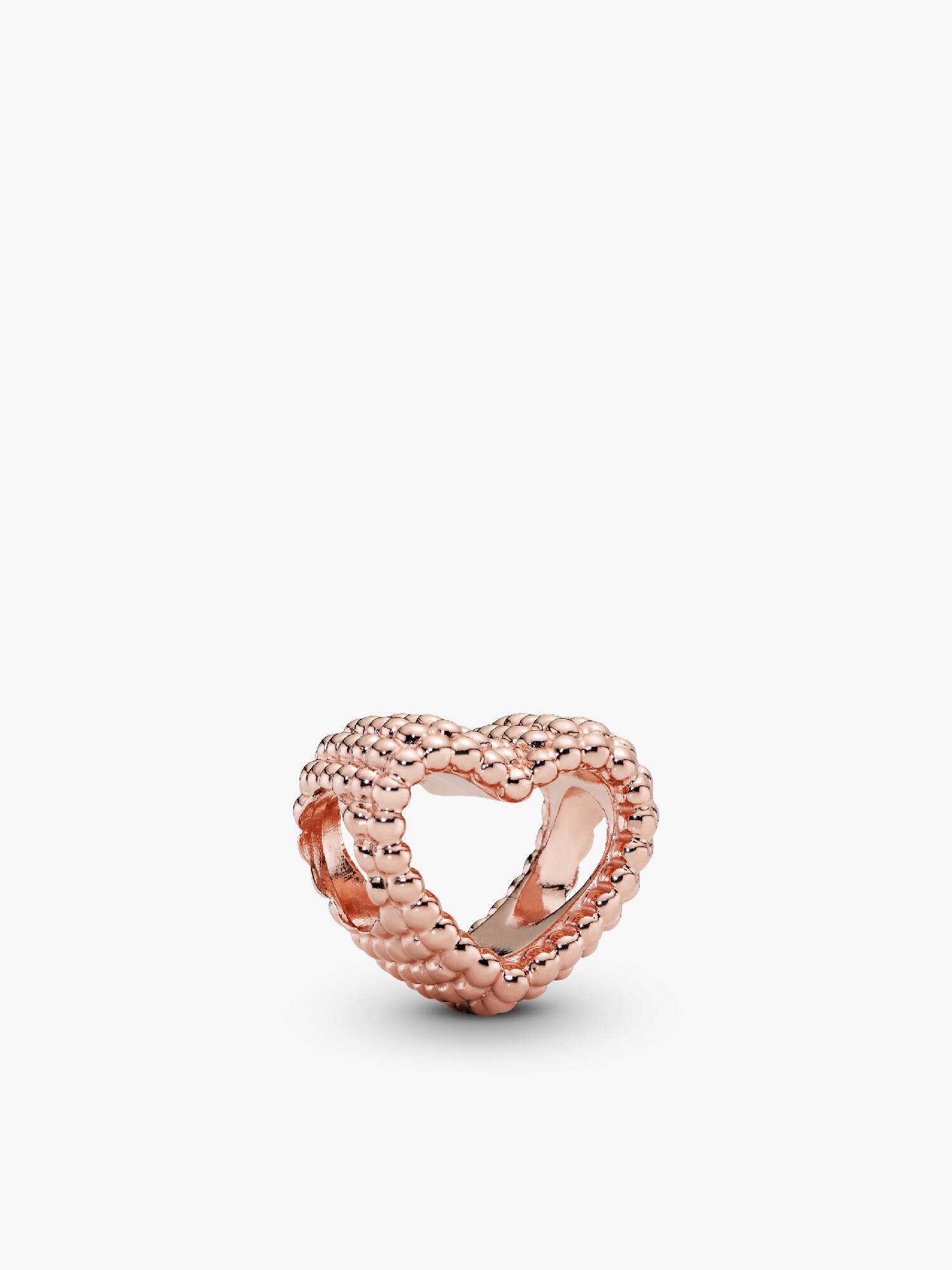 Beaded heart 14k rose gold-plated charm