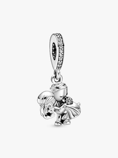 Married couple sterling silver dangle with clear cubic zirconia