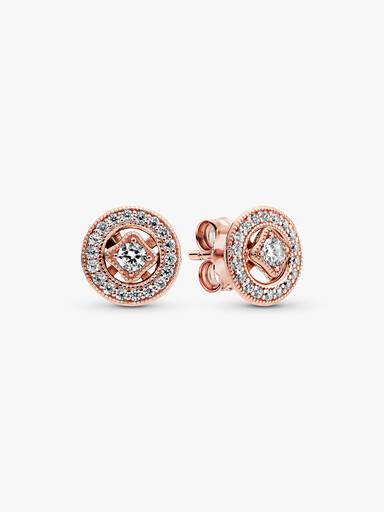 14k Rose gold-plated stud earrings with detachable earring jackets and clear cubic zirconia