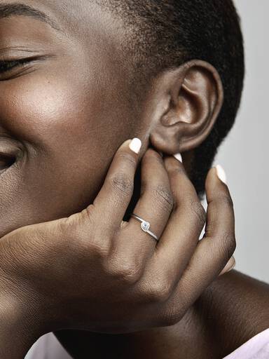Clear Tilted Heart Solitaire Ring