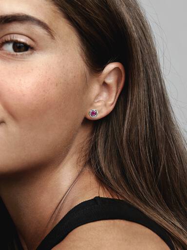 Pink Eternity Circle Stud Earrings