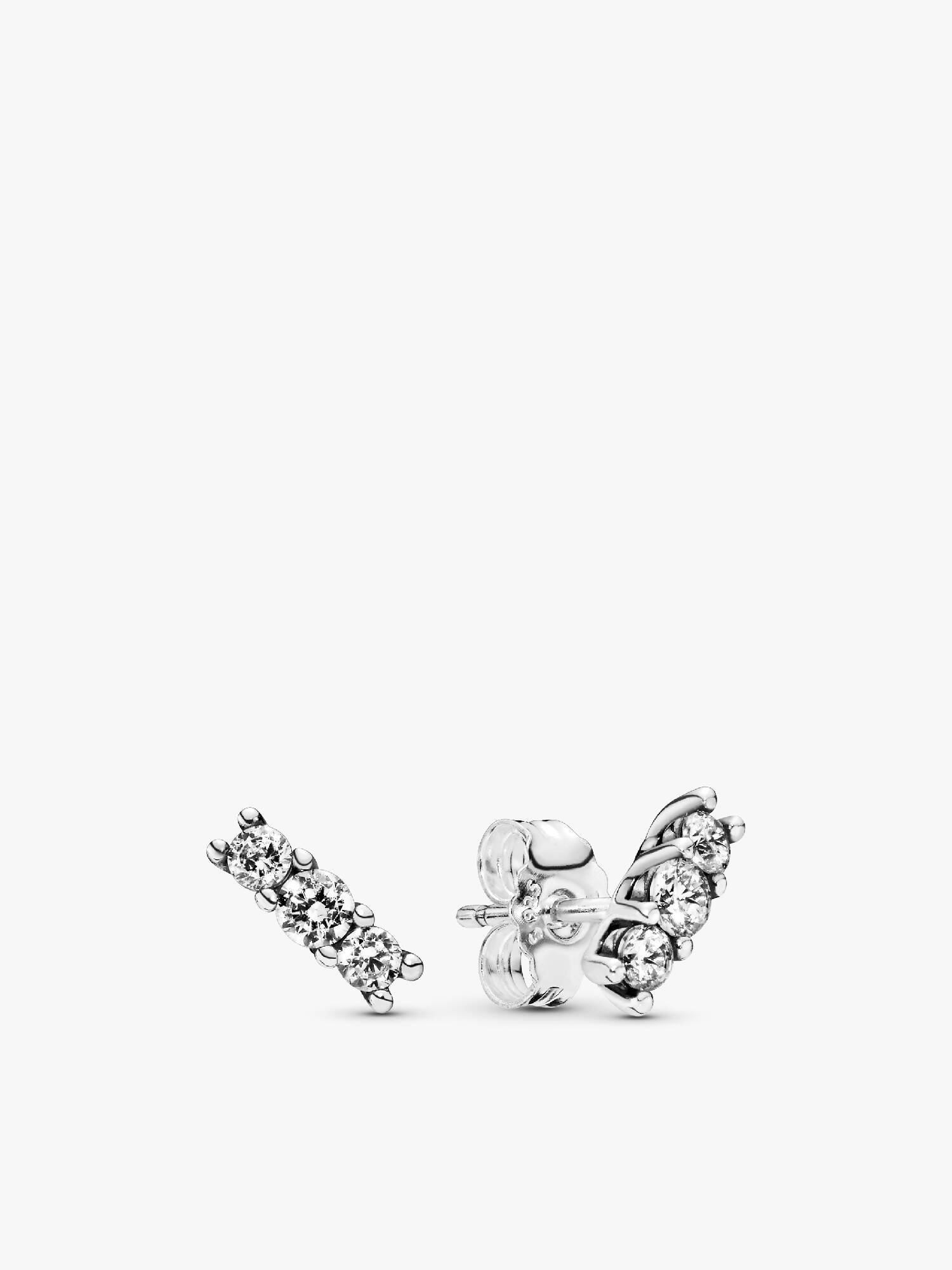 Silver stud earrings with clear cubic zirconia